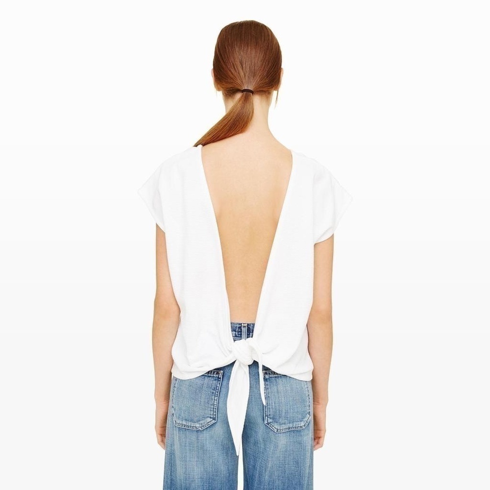 Club Monaco Tyrena tie back white top